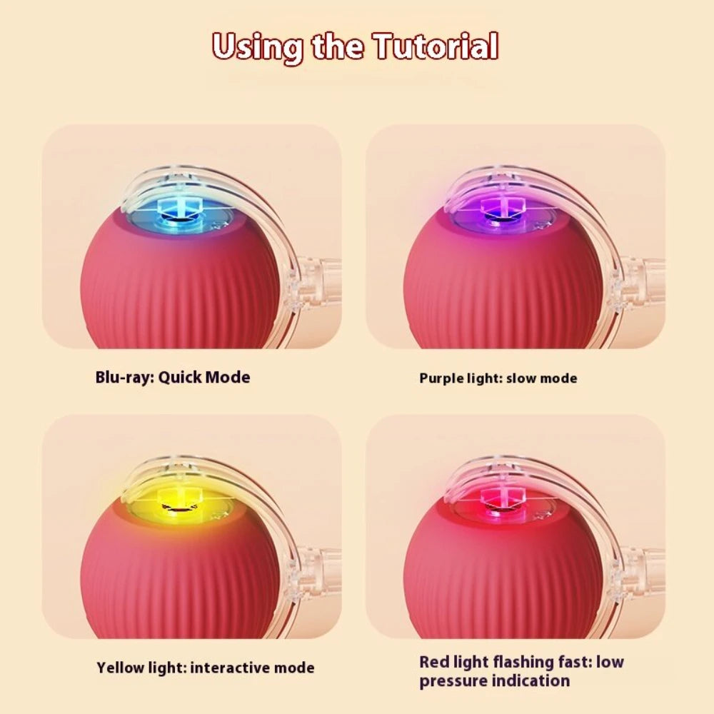 Automatic Rolling Ball with Tail Lamp USB Rechargeable Smart Interactive Cat Ball Toy for Cats Pet Dog Accessories 고양이 장난감