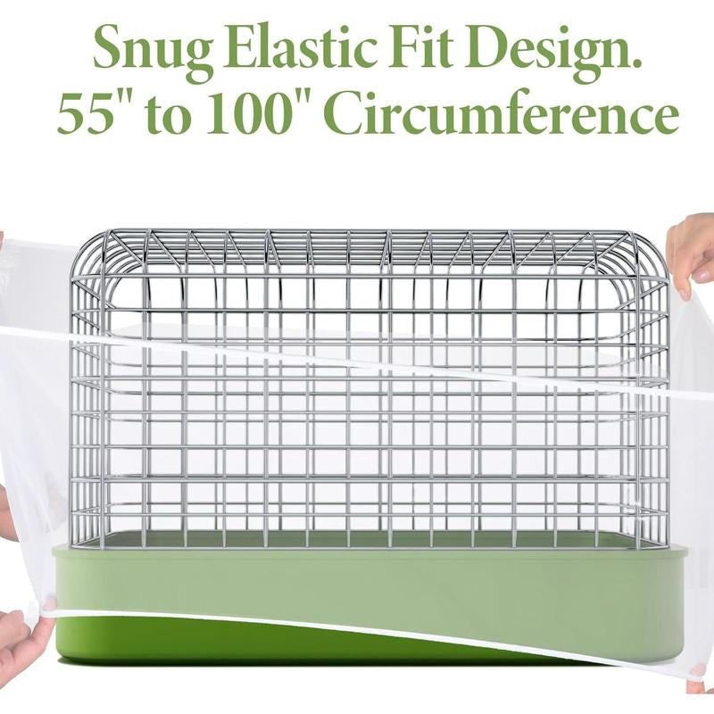 White Adjustable Bird Cage Seed Catcher Net Cover Stretchy Mesh Guard Netting for Parrot Bird Cages