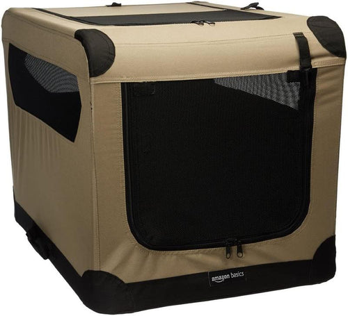 2-Door Portable Soft-Sided Folding Soft Dog Travel Crate Kennel,Portable Travel Crate with 4-Side Ventilation & No-Tools Setup,Medium (M 30" X 21" X 21")