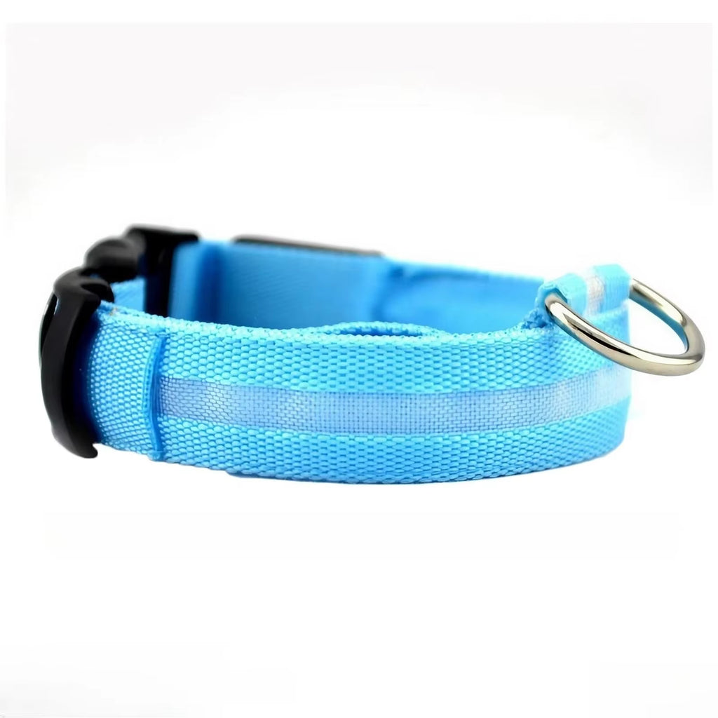 Nylon Reflective LED Dog Collar Light up Pet Collar Dog Lights Night Walking Camping Supplies
