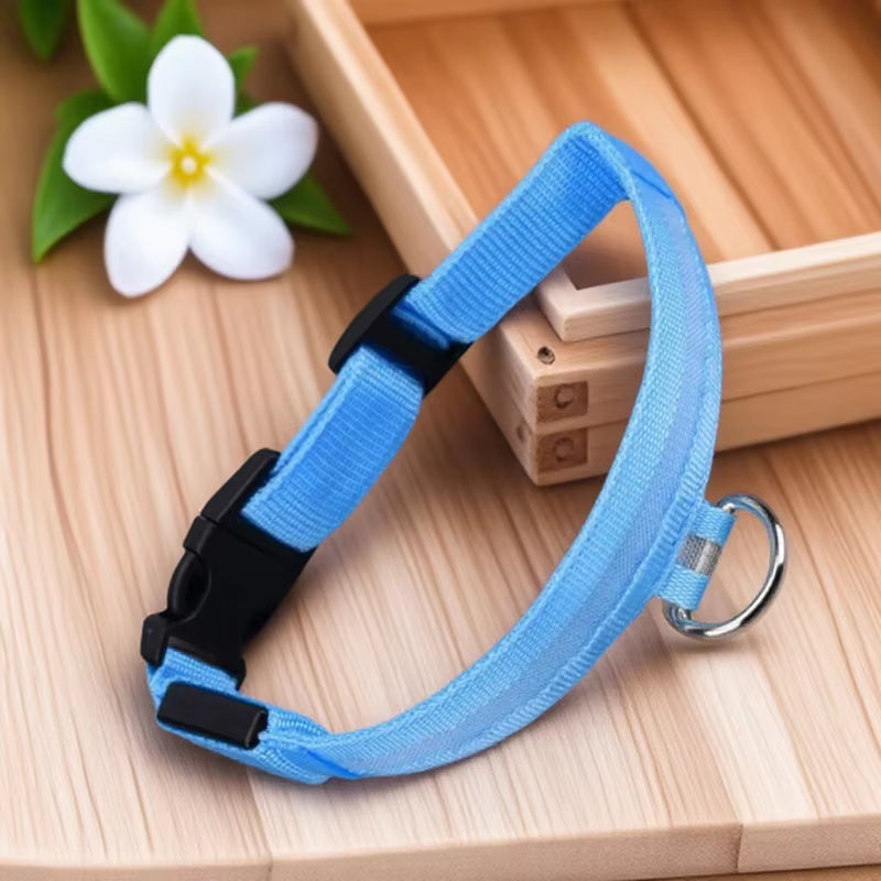 Nylon Reflective LED Dog Collar Light up Pet Collar Dog Lights Night Walking Camping Supplies
