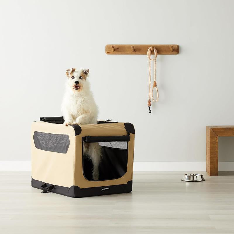 2-Door Portable Soft-Sided Folding Soft Dog Travel Crate Kennel,Portable Travel Crate with 4-Side Ventilation & No-Tools Setup,Medium (M 30" X 21" X 21")