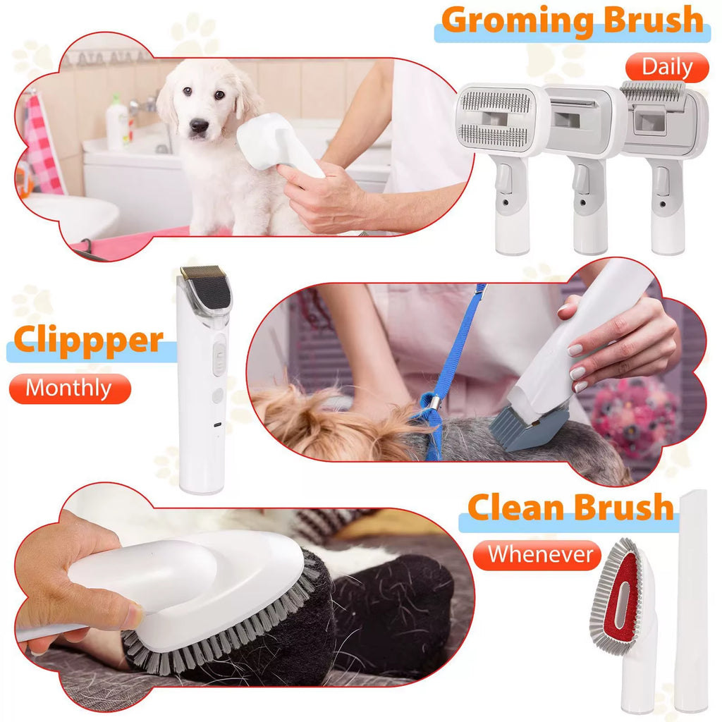 Pet Grooming Vacuum & Dog Grooming Kit with 2.5L Capacity Larger Pet Hair Dust Cup Dog Brush for Pet Hair Vacuum Cleaner