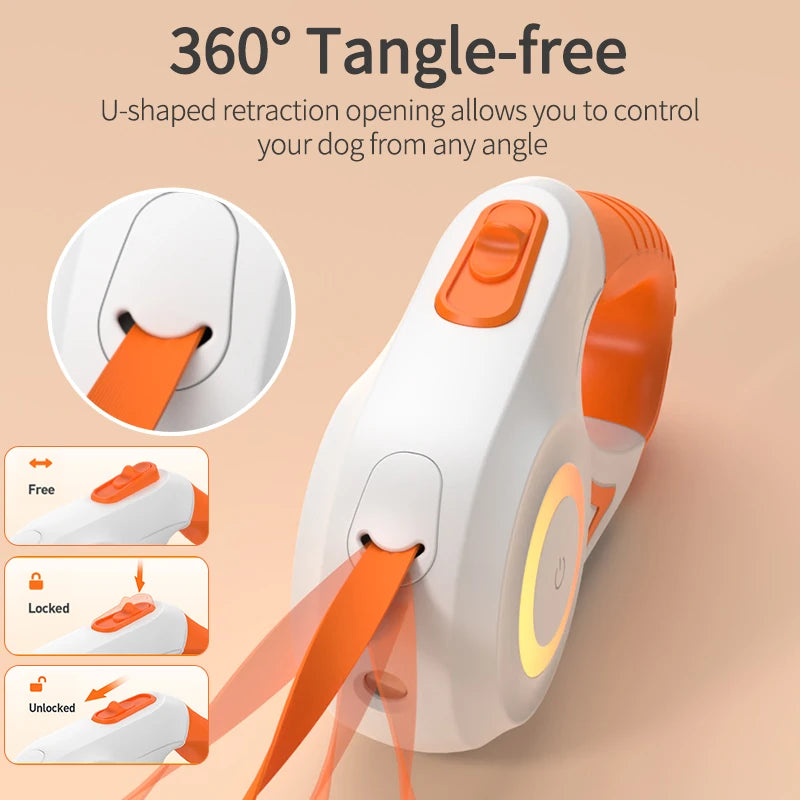 Automatic Retractable Dog Leash LED Luminous Leading Fashion Light Straps for Dog Puppy Pet Flexi Walking Running Lead