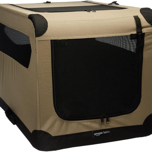 2-Door Portable Soft-Sided Folding Soft Dog Travel Crate Kennel,Portable Travel Crate with 4-Side Ventilation & No-Tools Setup,Medium (M 30" X 21" X 21")